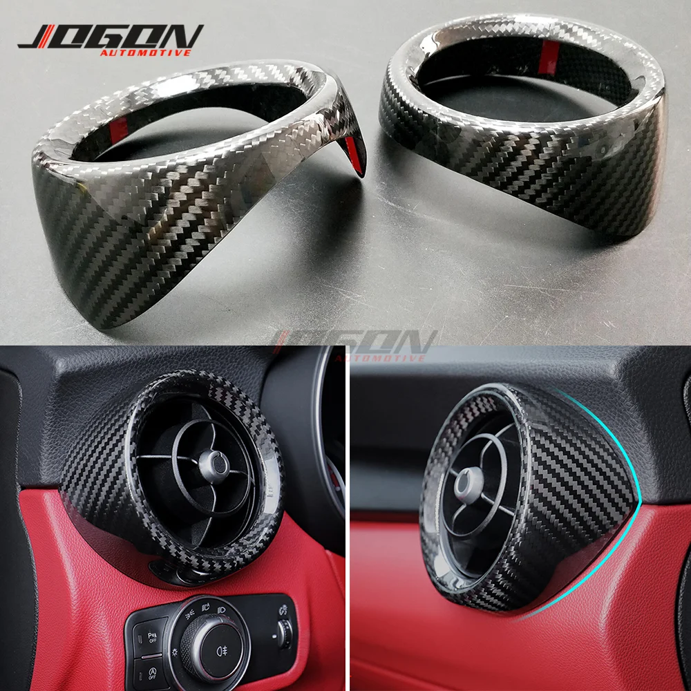 

Real Carbon Fiber Car Dashboard Console Air Condition Side AC Vent Cover Trim Accessories For Alfa Romeo Stelvio 949 2017+