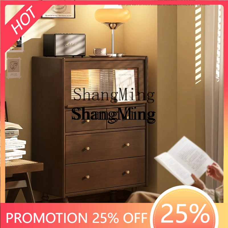 FG good-looking  medieval solid wood bucket cabinet retro storage cabinet living room sofa wall storage cabinet