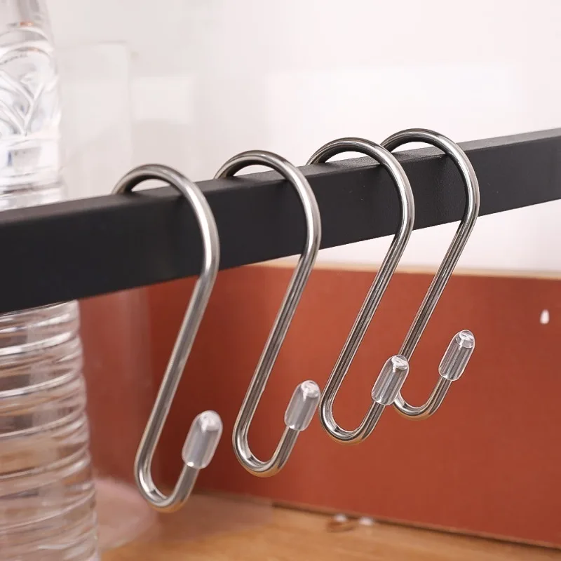 1/50pcs S-Shape Hook Stainless Steel S-Shape Windproof Hanger Kitchen Bathroom Hanging Holder Multi-function Towels Organizer