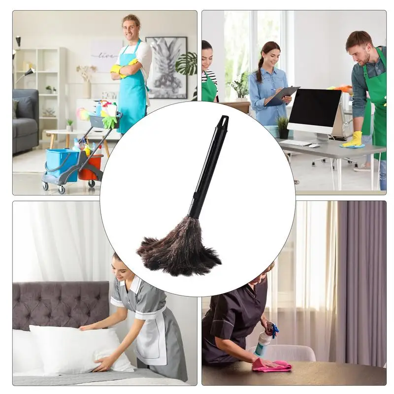 1Pcs Retractable FeatherDuster Ostrich Feathers Duster with Long Handle for Home CarOffice Cleaning Retractable Duster