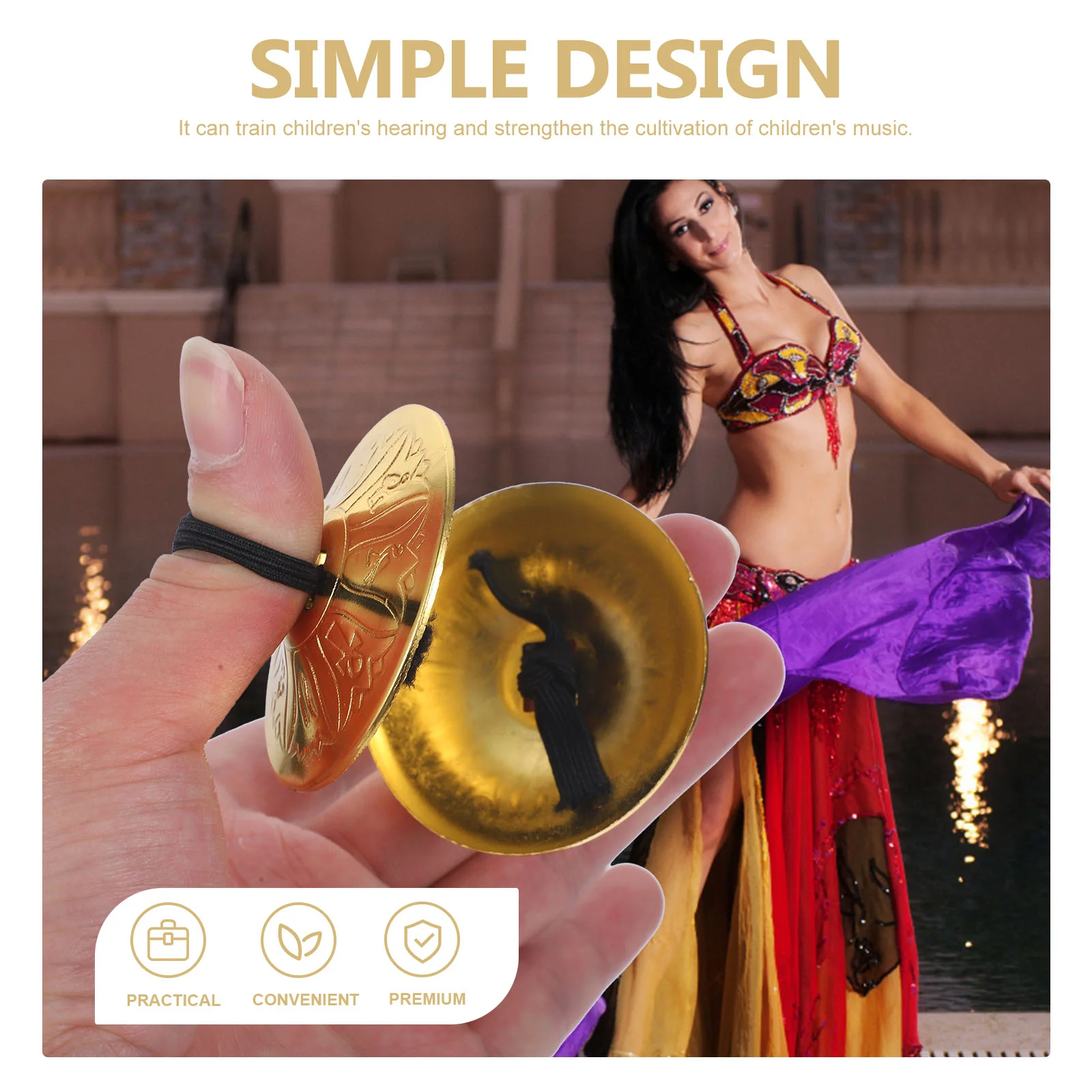 2 Pairs Percussion Belly Dancing Finger Cymbal Woman Kids Musical Instruments Tassel Copper Cymbals Small