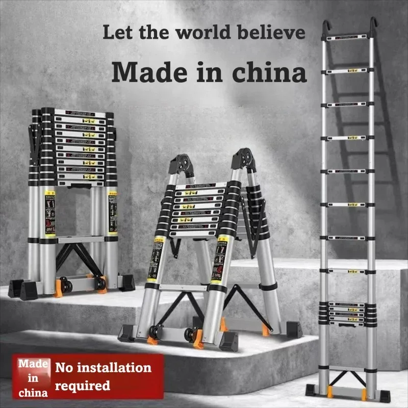 Heavy Duty Herringbone Ladder Dual Purpose Folding Design for Household Engineering and Attic Applications
