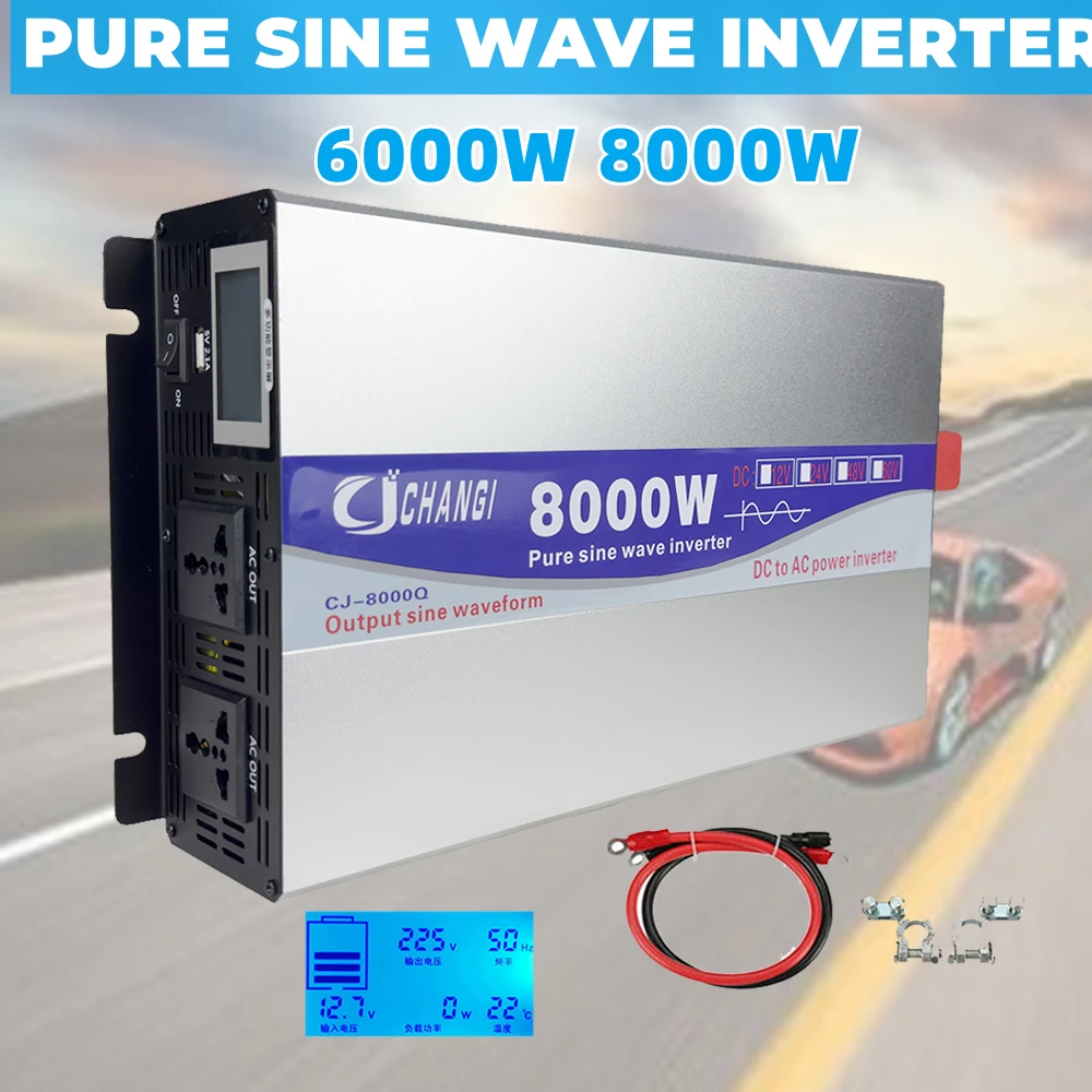 Inverter a onda sinusoidale pura DC 12V 24V 48V 60V a AC 220V 110V 50HZ 60HZ Car Home 5000W 6000W 8000W convertitore Inverter solari