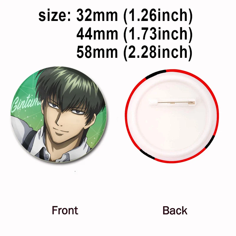 58mm Handmade Exquisite Brooches about Gintoki Sakata Kagura Yoshida Shouyou Comic Book Badge for Backpack Clothes Accessories