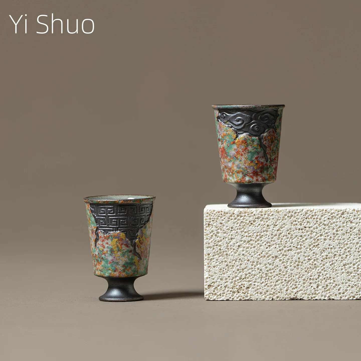 

Керамическая чашка ручной работы в деревенском стиле с благоприятным узором, посыпанная золотом, для домашнего использования, чашка ручной работы, чайная чашка