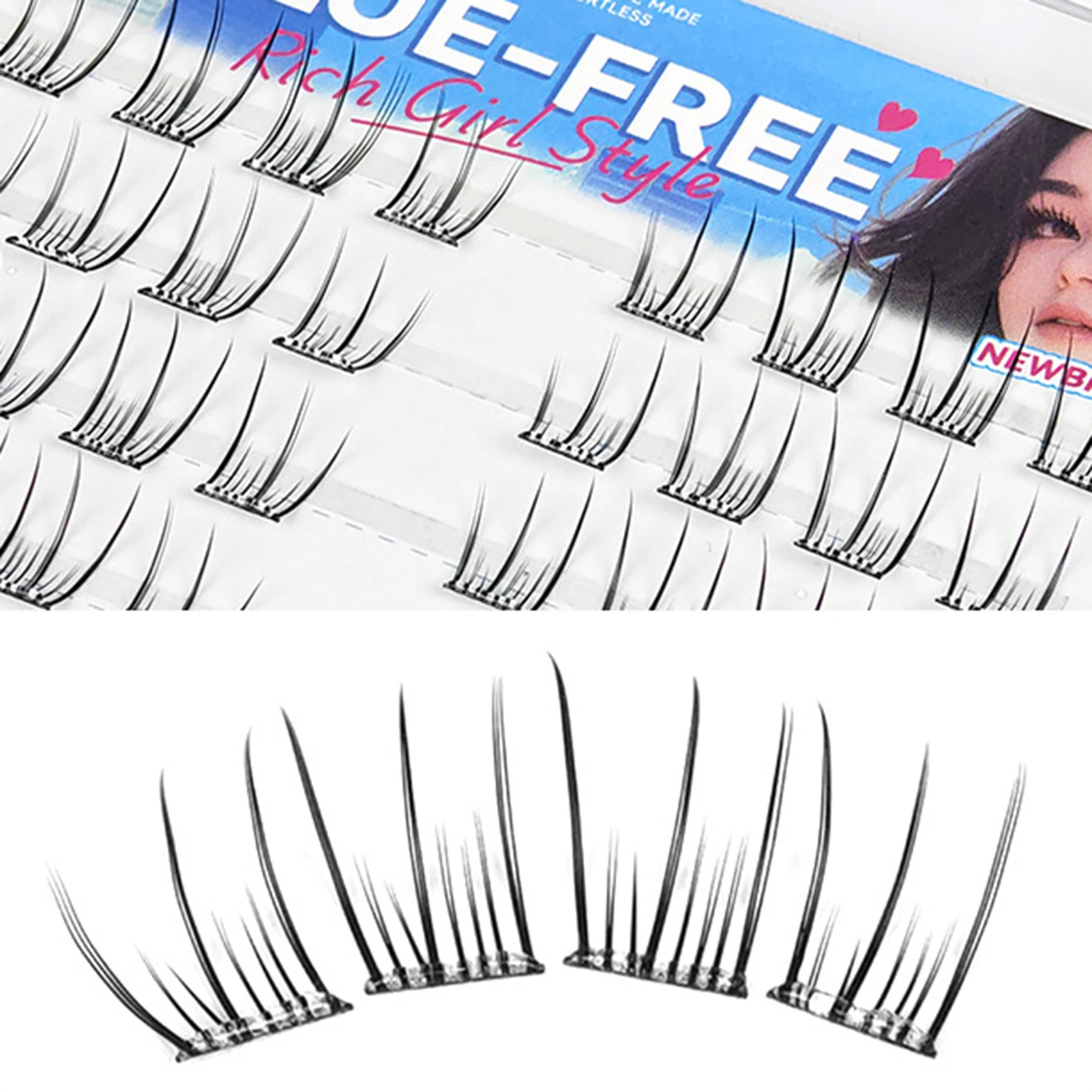 Cílios postiços estilo coreano, sem necessidade de cola, faça você mesmo, aglomerados de cílios para mulheres, meninas, grupo pop, maquiagem, extensão de cílios