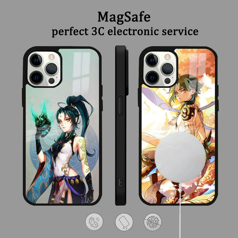 

Xiao Genshin Impact Game Phone Case For IPhone 16 15 14 13 12 11 Pro Max Plus Mini Magsafe Mirror Wireless Magnetic Cover