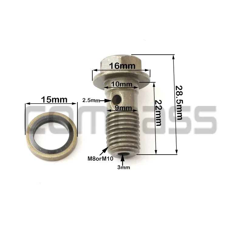 4 Pack High Strength M8 or M10 x 1.25 Single Banjo Bolt Cannulated Screws for Honda Yamaha Suzuki Motorcycle Brakes