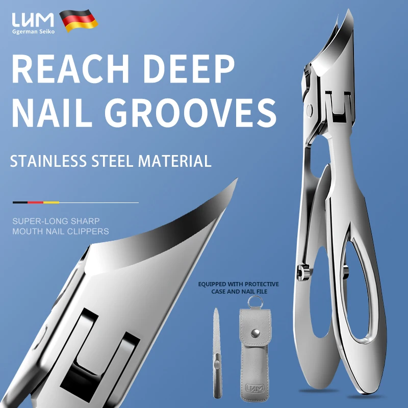 Straight Blade Toenail Clippers for Thick & Ingrown Nails, High Temp Forged Stainless Steel, with Nail Cleaner & Protective Case