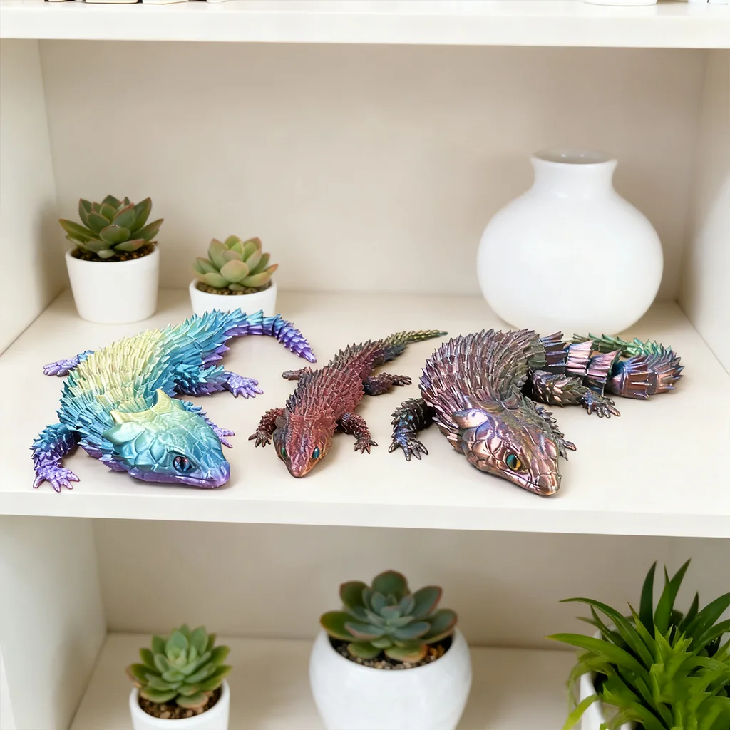 3D-gedruckte Eidechsenstatue, flexibles 3D-gedrucktes Tier, bunte Figur, Geschenke, 36,5 cm/14,37 Zoll, 23,5 cm/9,25 Zoll – Detail 9