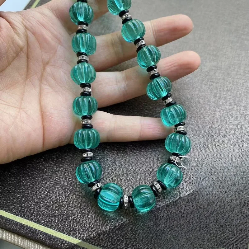 Pumpkin Glaze Necklace Bracelet Earrings Set for Women Sweet Palace Style Elegant Party Jewelry Set Vintage Pendientes Mujer