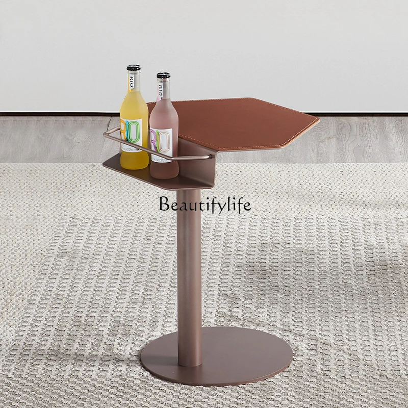 

Italian minimalist living room sofa side saddle leather special-shaped small coffee table light luxury high sense