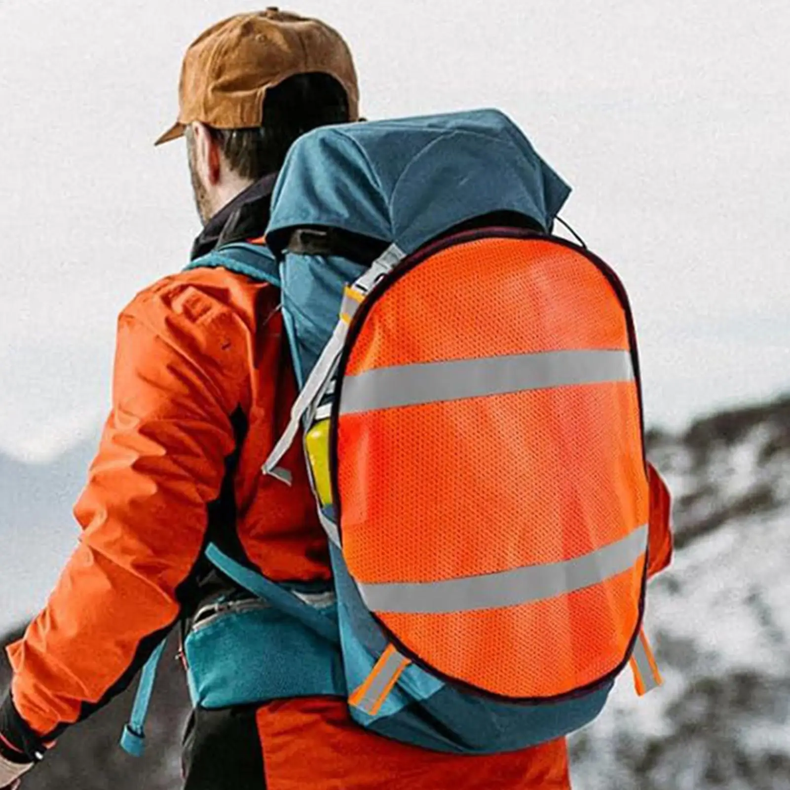 لوحات أمان برتقالية للسلامة، لوحة أمان شبكية مع شرائط عاكسة، غطاء معدات رياضية خفيف الوزن عالي الوضوح للتخييم