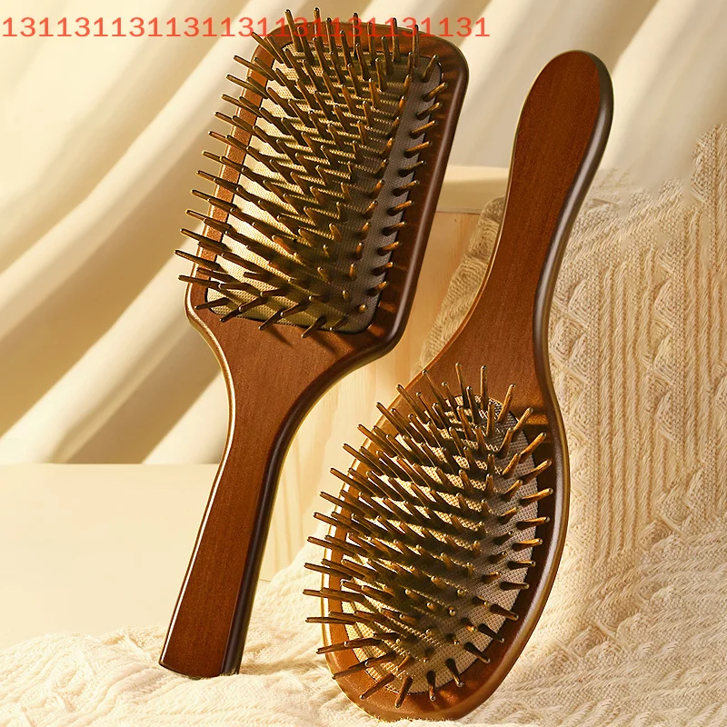 

1pcs Sandalwood Hand Carved Air Cushion Comb With Wood Teeth, Scalp Massage Brush For All Hair Types, Wooden Hair Styling