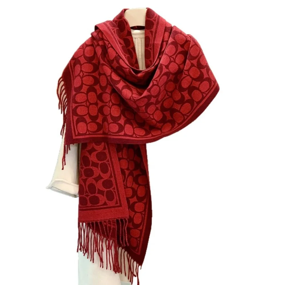 وشاح من الكشمير المقلد الشهير للخريف والشتاء، شال نسائي سميك على الوجهين، وشاح دافئ ومتعدد الاستخدامات ثنائي الاستخدام #4