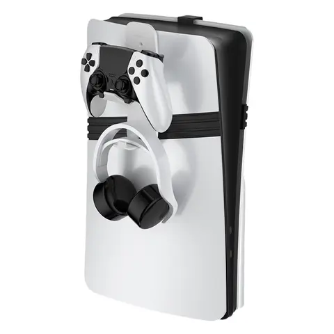 Multi-Function PS5 Wall Console Stand with Controller and Headset Display Holder Compatible with PS5 Pro Slim Gaming Setup
