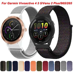 20 22mm Nylon Watch Band For Garmin Vivoactive 3 4 5/Venu 2 Plus/Venu 3/Forerunner 55 158 265 965 745 645 255 Music Loop Strap