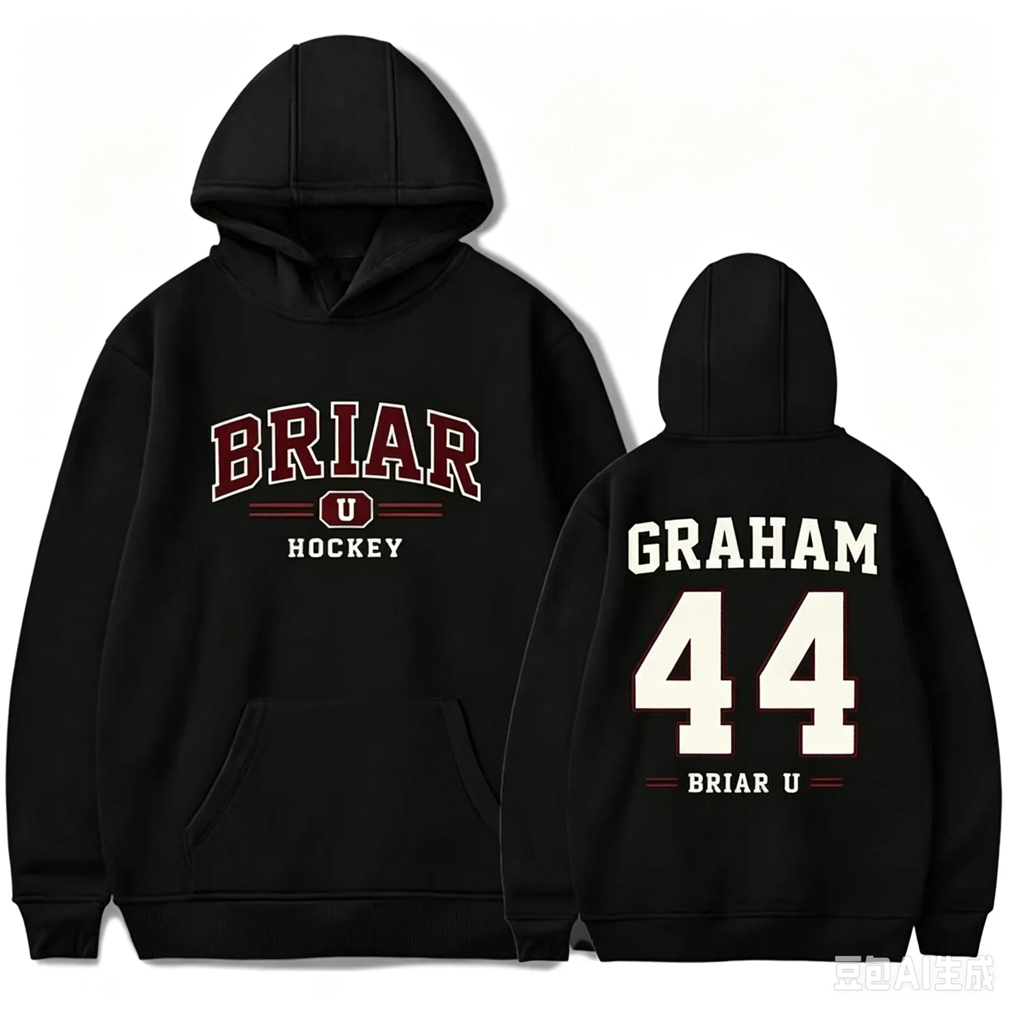 Briar University Hockey Graham 44 Hoodie Unisex Two Side Graphic Print Pullover Men Women Streetwear Autumn Hooded Sweatshirt