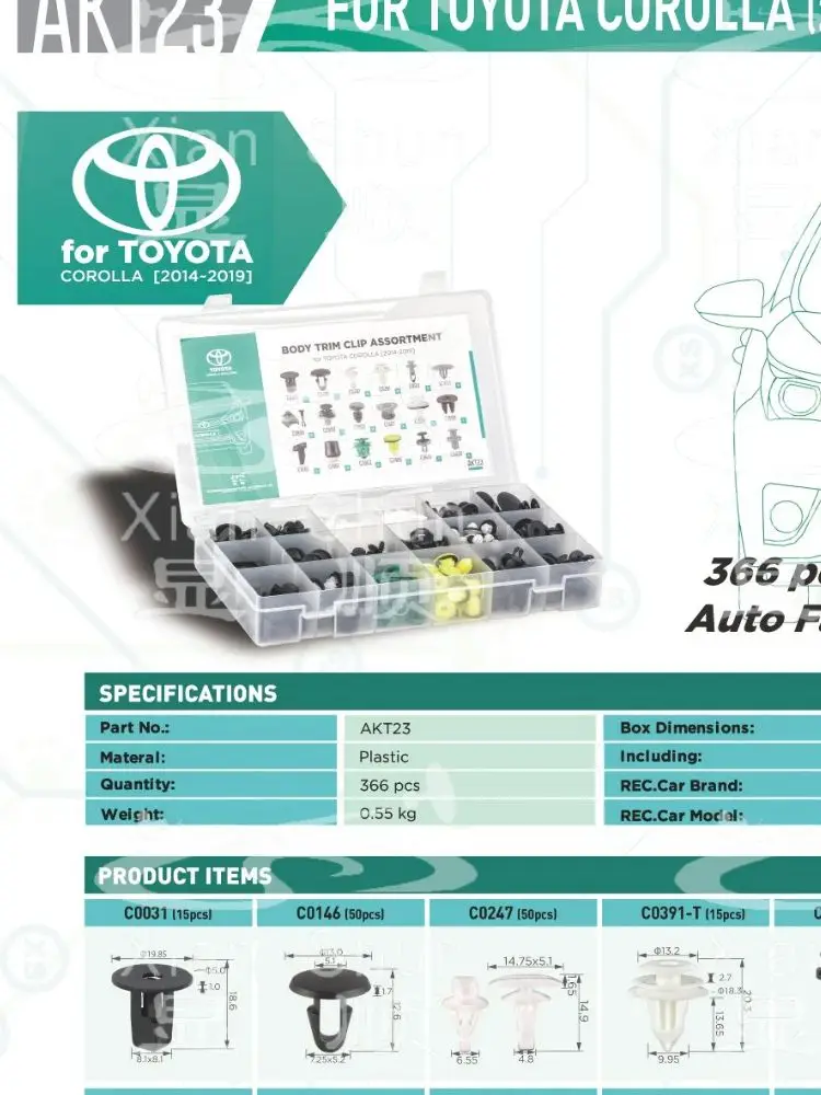 Xianshun akt 30 prendedores automáticos clipe para bmw série 3 f35 f34 f31 369 pçs ferramentas carros acessórios para masturbação automática