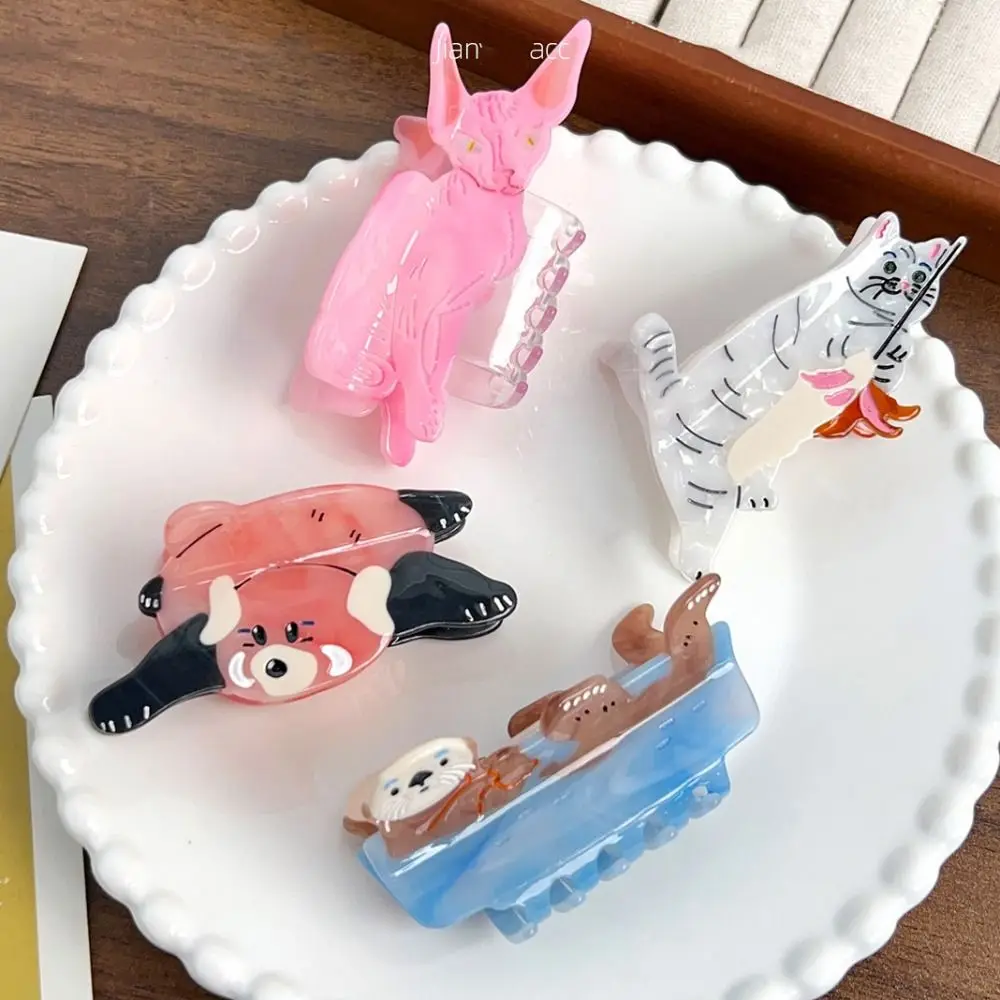 

Lovely Korean Style Cartoon Animal Hair Claw Little Raccoon Sweet Cute Cat Crab Clip Creative Kawaii Small Shark Clip Headdress