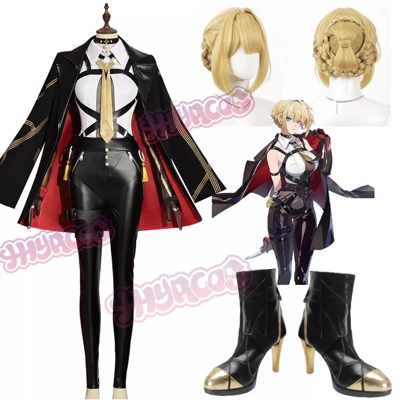 

Anime Evelyn Cosplay Costume Wig Game zzz Zenless Zone Zero Chevalier Clothes Uniform Halloween Anime Cosplay Party Woman Suit