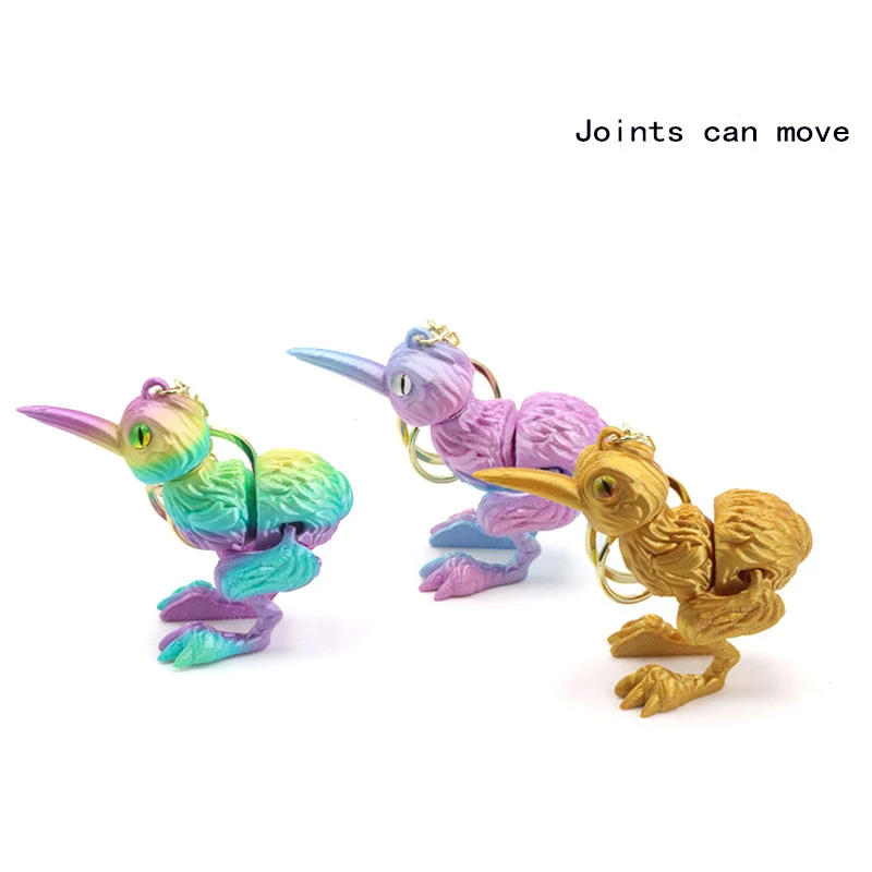 Simulation Sharp-tongued Bird Toy Model Keychain Pendant Children 3D Printing Toy Cute Bird Statue Joints Movable Bag Decoration