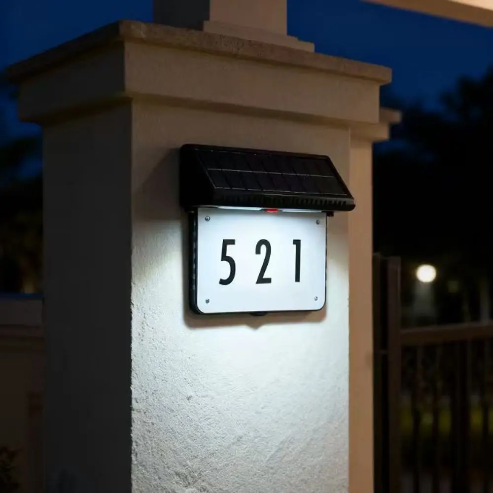 Waterproof Solar Address Sign Light 3-Color Ambience Lamp Wall Mounted Solar Powered House Number Light In-Ground Stake Mounted