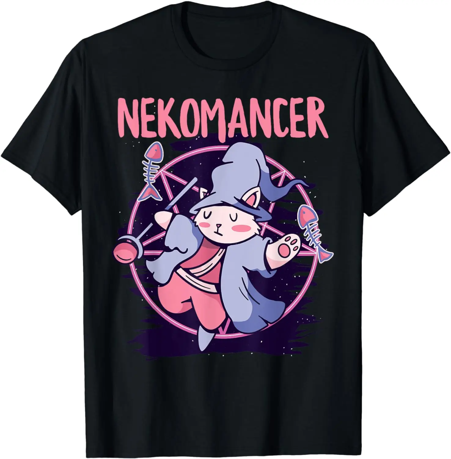 

Kawaii Creepy Neko Wizard Nekomancer Funny Cute Cat Lovers T-Shirt