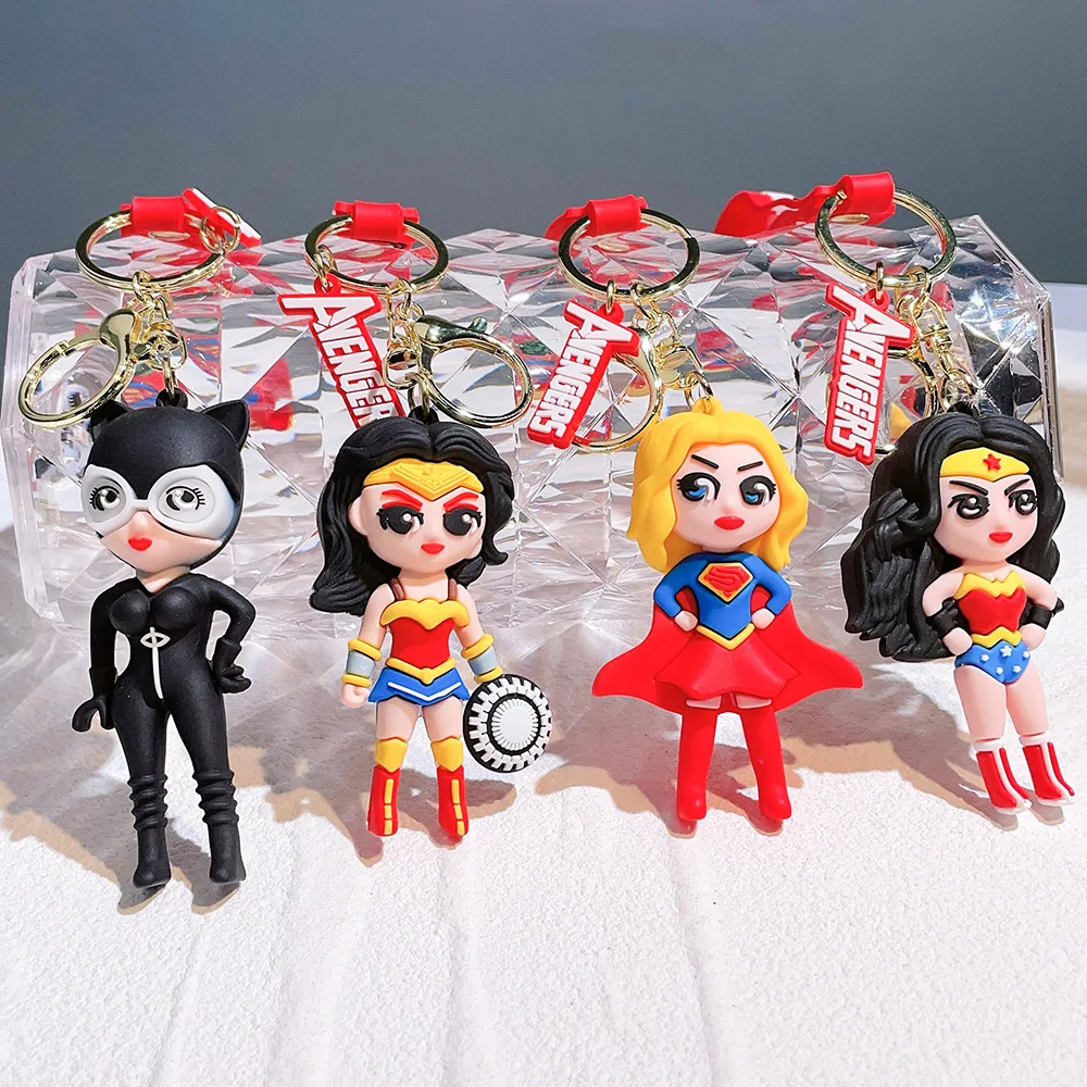 Super Heroes Keychains Harley Quinn Figure School Bag Pendant Doll PVC Action Figure Accessories Children's Toys Gifts