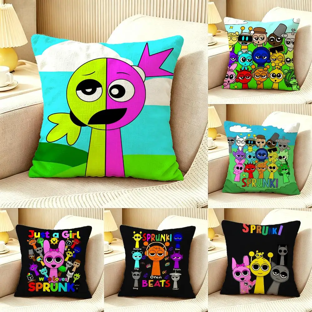 Sprunki Incredibox Cushion Cover Pillow Cover Nordic Minimalist Throw DoubleSided Print Cushion Case for Sofa Bedroom Decor