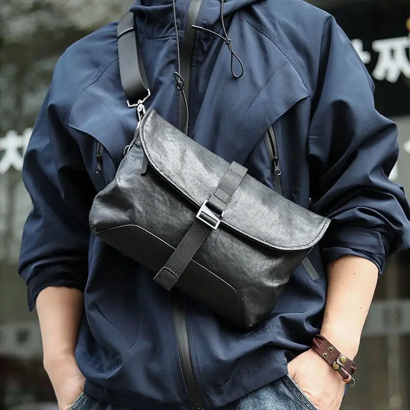 

New Men's Single-Shoulder Cowhide Leather Premium Light Luxury Commuter Phone Clutch Bag Minimalist Crossbody Small Bag