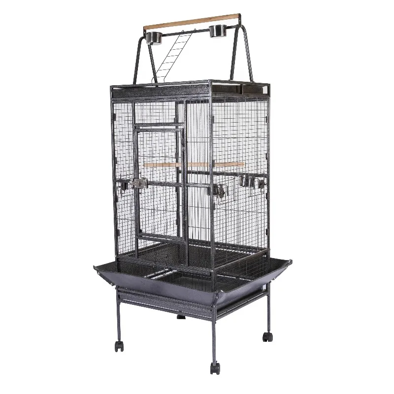 

Factory Direct Large Metal Bird Cage for African Grey Parrot Breeding Iron Wood Bird Carrier with Button Closure Box Packing