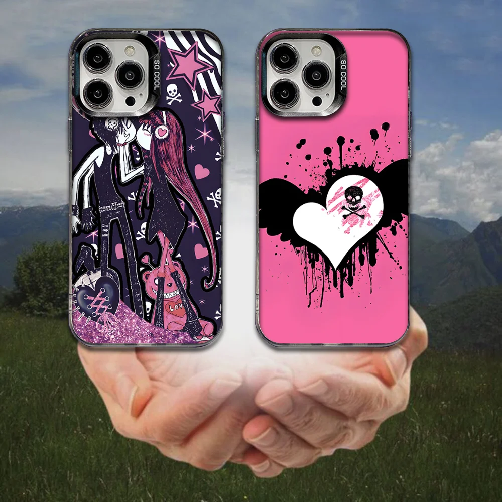 

Love Black And Cute Emo Goth Phone Case For iPhone 16,15,14,13,12,11,8,7,Pro,Max,Plus,Mini,XS,SE Anti Fall Black Matte Hard