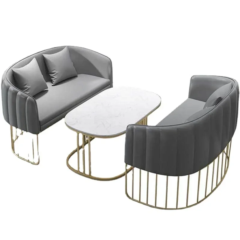 

Western restaurant double sofa table and chair combination nail salon leisure lounge area reception booth