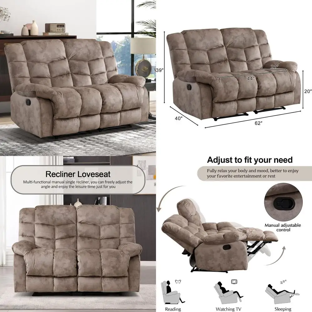 أريكة CANMOV Loveseat مع مقعدين، ومسند ظهر كبير الحجم ومساند للذراعين، مثالية لراحة غرفة المعيشة باللون البيج