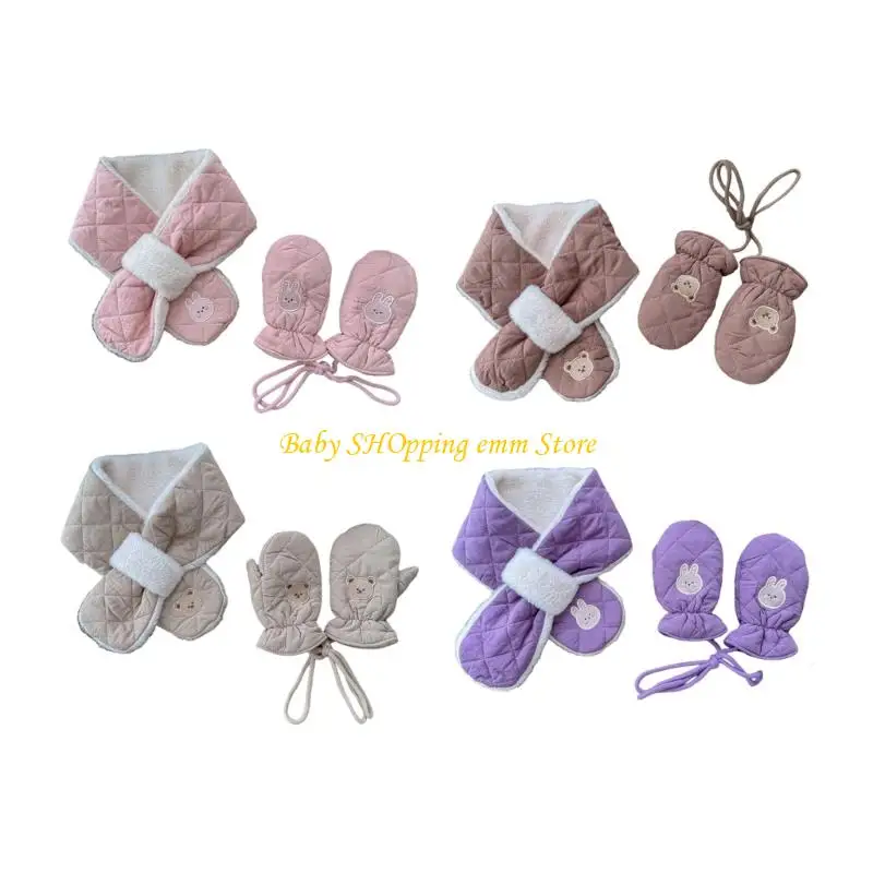 

23GD Soft Baby Crosses Scarf Mittens Combo 2Pieces Allergyfree Winter Accessories