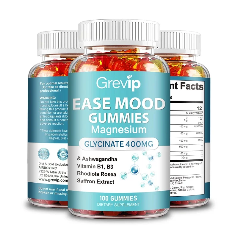 

Ease Mood Magnesium Glycinate Gummies - Promote Relaxation,Cognition and Sleep Quality, Supports Nerve & Bone Muscle Health
