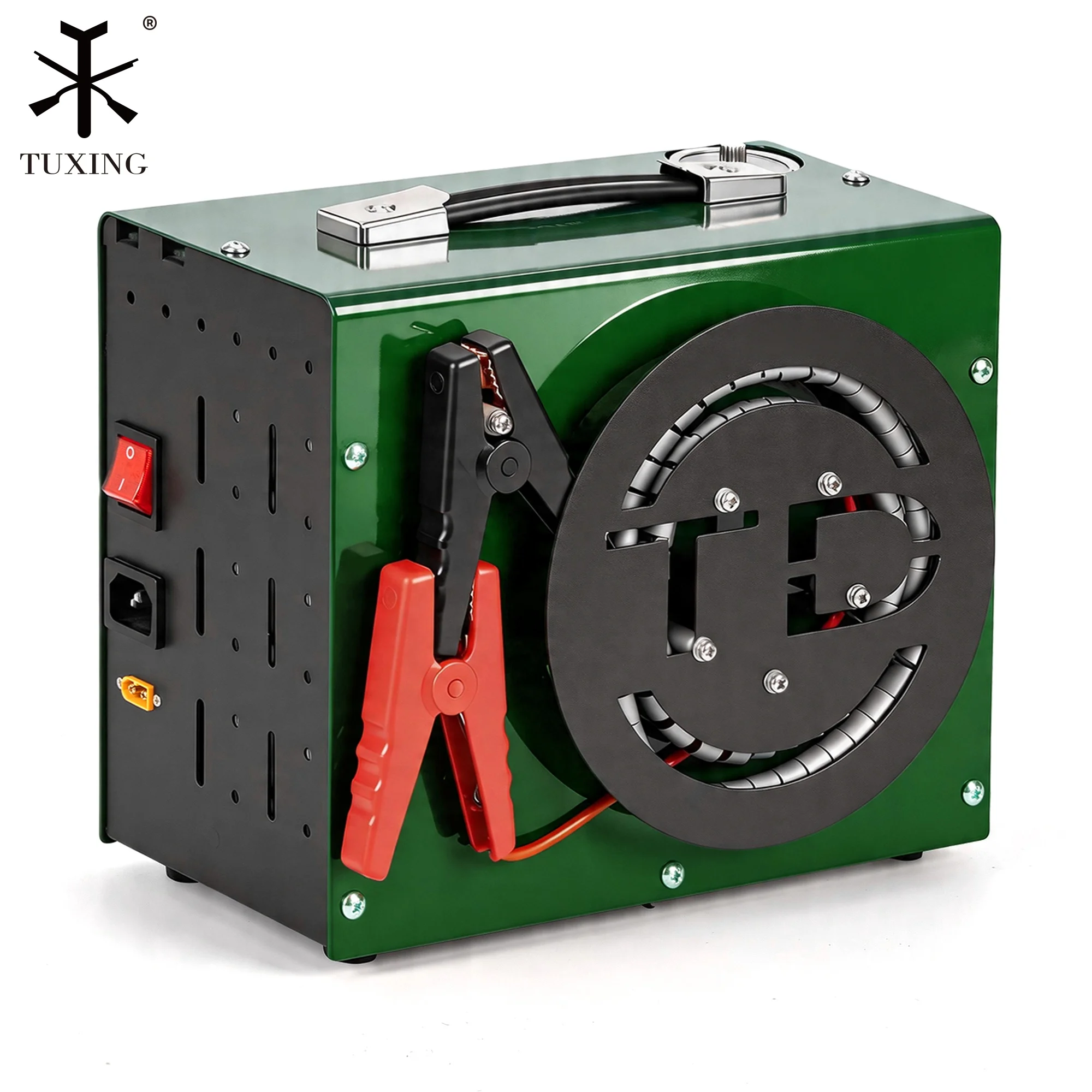 TUXING Auto Stop 110V/220V DC 4500psi/300bar/30mpa 220V Scuba Hunting Paintball Dive Wire Spool Design 12V PCP Air Compressor