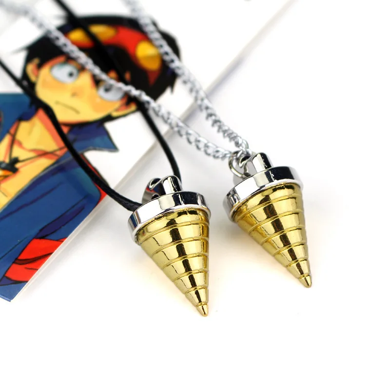 Anime Tengen Toppa Gurren-Lagann Keychain Simon Ganman Spiral Pendant Necklace For Women Men Hold Accessories Jewelry Gift