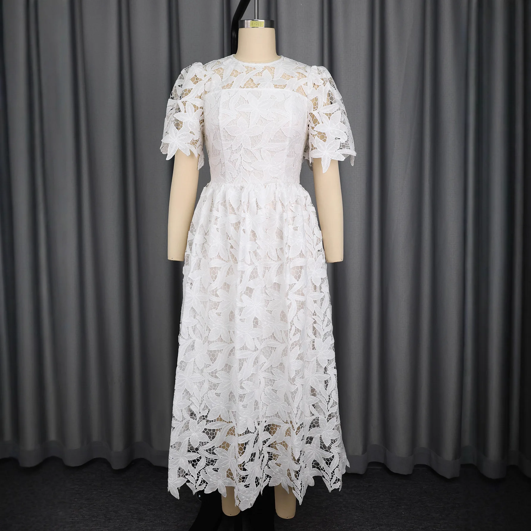 High-end-Rundhals Kleid Modische Elegante Spitze Sheer A-linie Abend Party Kleid 2025, Sommer Kleid Robe Vestido Frauen party