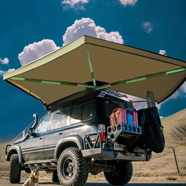 للطي المنبثقة غطاء سقف السيارة المظلة الجانبية في الهواء الطلق خيمة مركبة مظلة التخييم 270 درجة المظلة سيارات سقف t خيمة #2