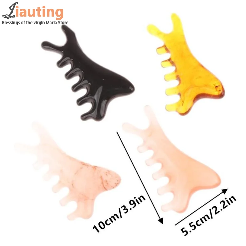 مشط تدليك الجسم ميريديان من الراتنج، مشط بخمسة أسنان واسعة، علاج الوخز بالإبر، الدورة الدموية، مشط شعر ناعم مضاد للكهرباء الساكنة #6