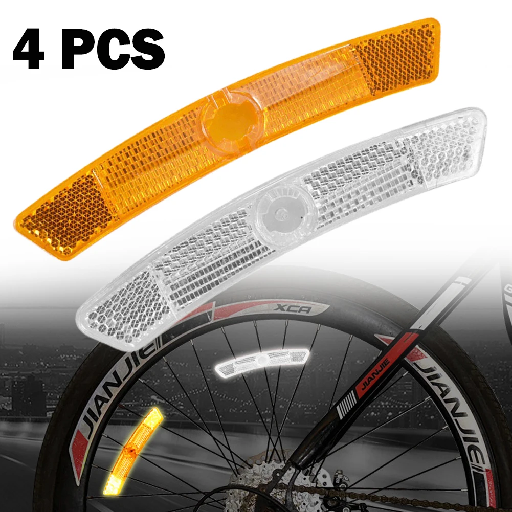 4pcs Bike Wheel Rim Light Reflectors White/Yellow Easy To Install On Spokes Enhance Road 125*20mm Mountain Bike Accessories