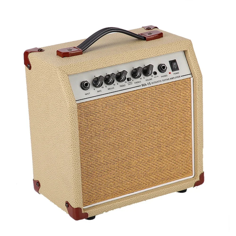 

Mini Portable Guitar Amplifier Combo For Electric Guitar Acoustic Guitar Practice 15W 27.5*15*30cm