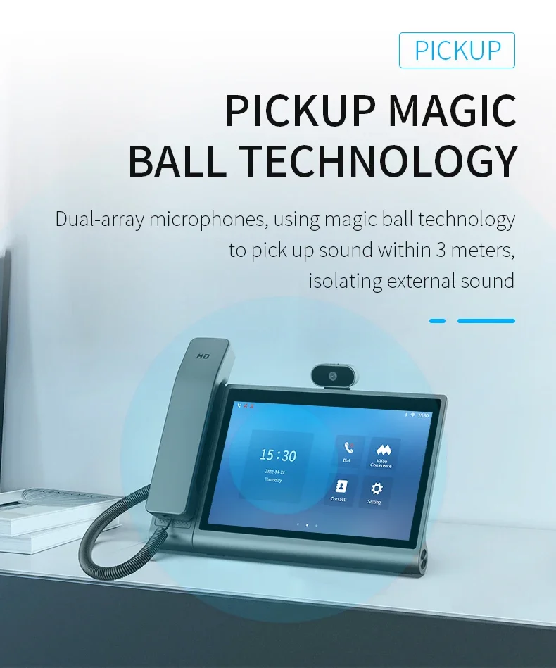 Tela grande de 10,1 polegadas Android Video Reunião Telefone VOIP Reunião de escritório KT16 Terminal IP POE Power SIP Telefone