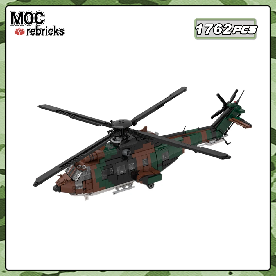 European AS532 Airbus Helicopter MOC Building Blocks Assemble Aircraft Model Granule Bricks Toys Children's Collection Gifts