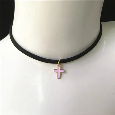 Retro Gothic Choker Necklace Punk Black Velvet Necklace Women Short Cross Pendant Collar Jewelry Bijoux Gifts Wholesale