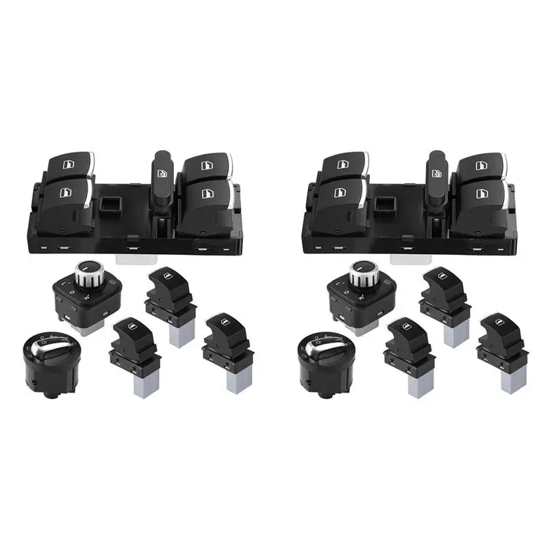 12Pcs Window Mirror Headlight Switch Set 5ND 959 565A 5ND 959 857 5ND941431B For VW Golf MK5 6 Jetta MK5 Passat B6-N30R
