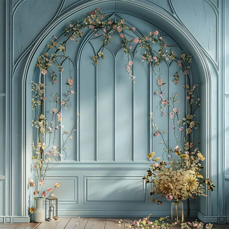 Mehofond Photography Backdrop Flower Door Girl Women Birthday Party Maternity Portrait Wedding Floral Art Texture Background