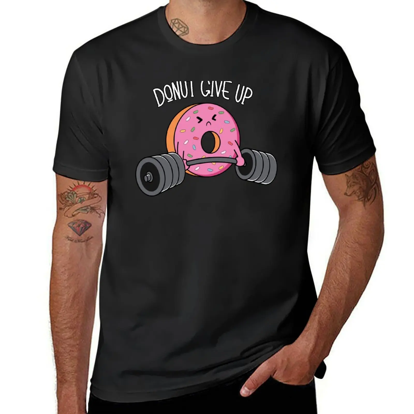 Donut Give Up - Funny Doughnut Workout Pun T-Shirt plus size tops graphics men t shirts